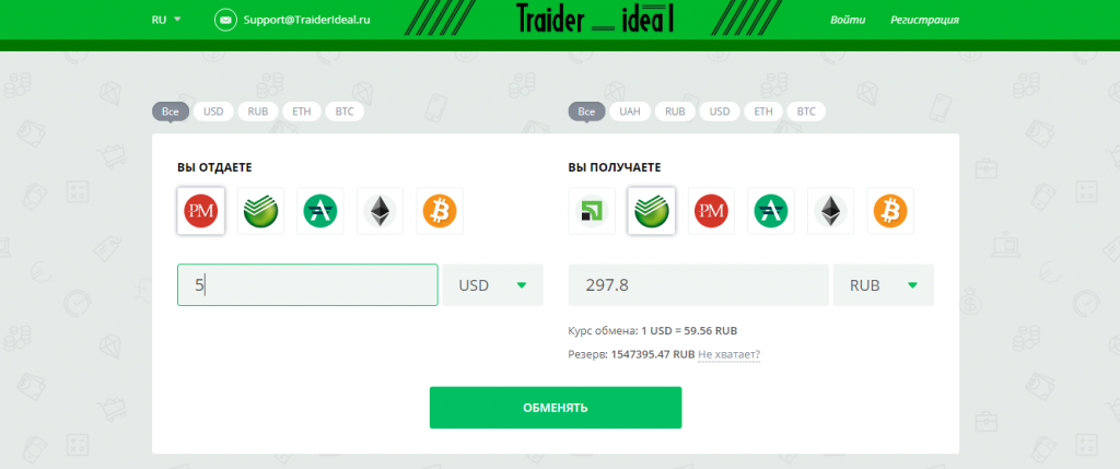 Обменник электронных валют TraiderIdeal: обзор условий и отзывы юзеров